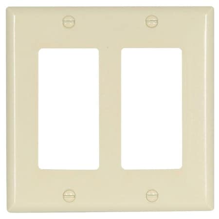 Wallplate, 412 In L, 456 In W, 2 Gang, Thermoset, Light Almond, HighGloss